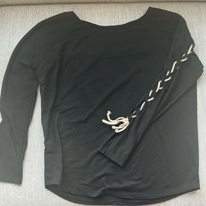 Black sweater with cool braided rope detail